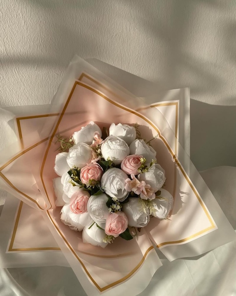 Pembe & Beyaz Yapay Gül Buketi